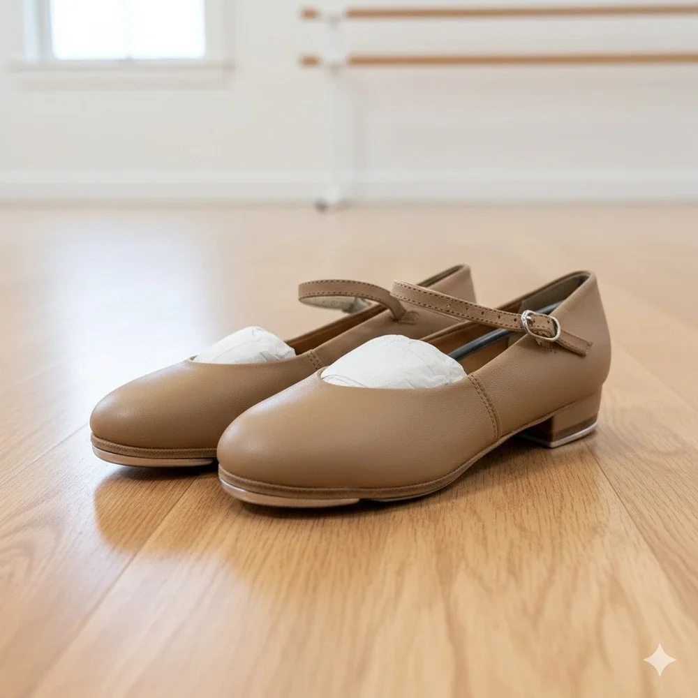 Mariia Tan Leather Mary Jane Tap Shoes Womens big kid‎ Size 2 Dance Performance